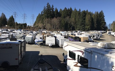 RVs sitting in a lot: Should you cancel your RV insurance while storing it in a place like this?