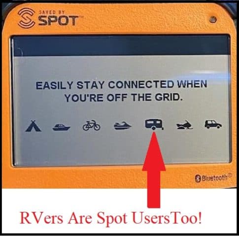 satellite messenger screen showing an RV