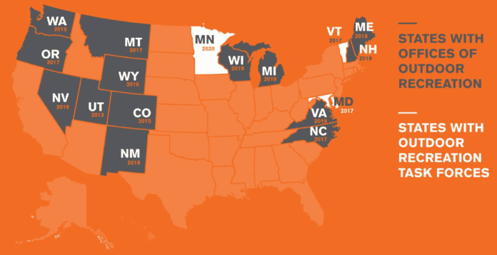 16 states have already established Offices of Outdoor Recreation or special task forces. (OIA Graphic)
