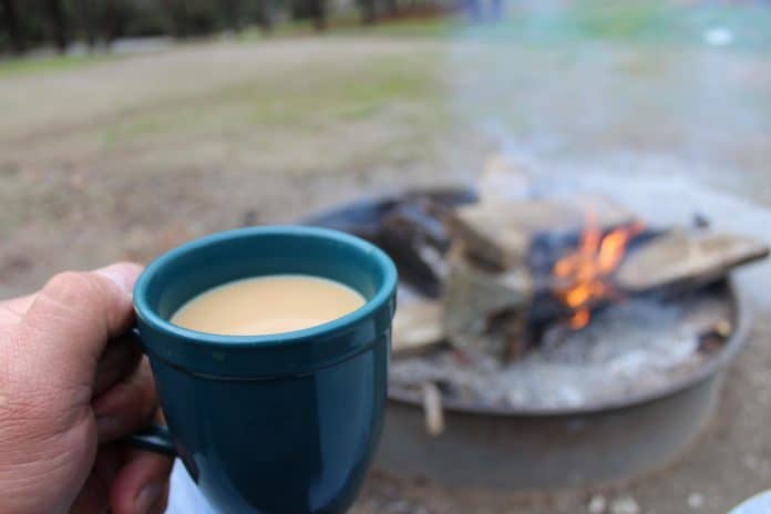 Each type of RV traveler is different. This one likes to drink coffee around a campfire