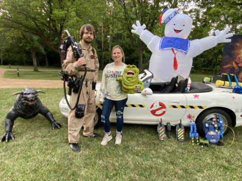 A Ghostbusters tribute car cruises campgrounds and parades