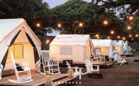 Glamping tents at a Thousand Trails Campground