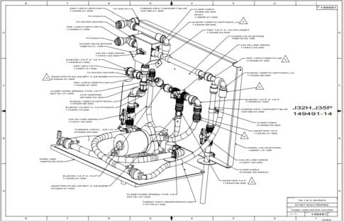 A diagram of the fresh water drain valve system