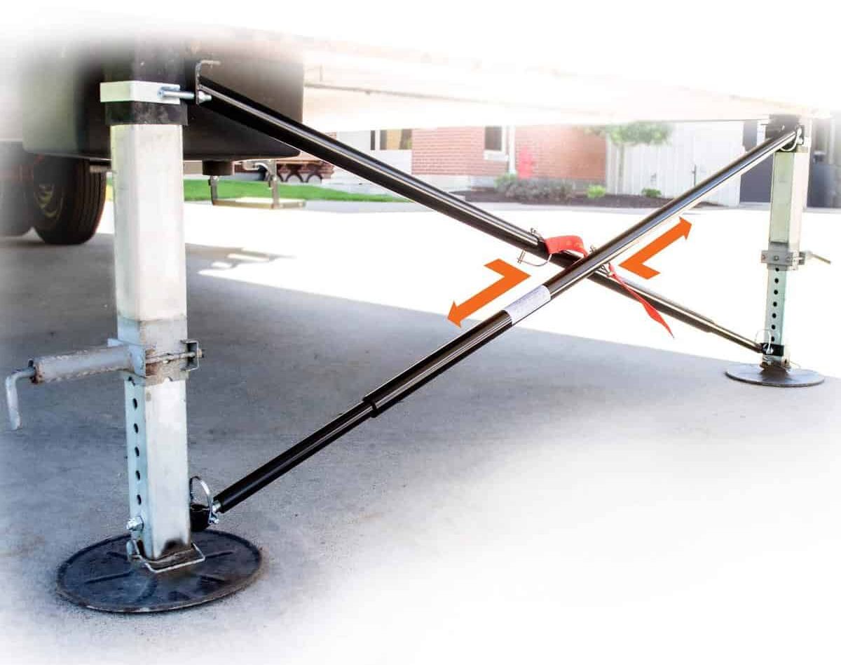 Use MORryde X-Brace Stabilizers to prevent your RV from moving or wobbling when parked