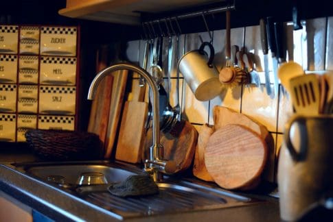 Kitchen gadgets in a kitchen with a sink