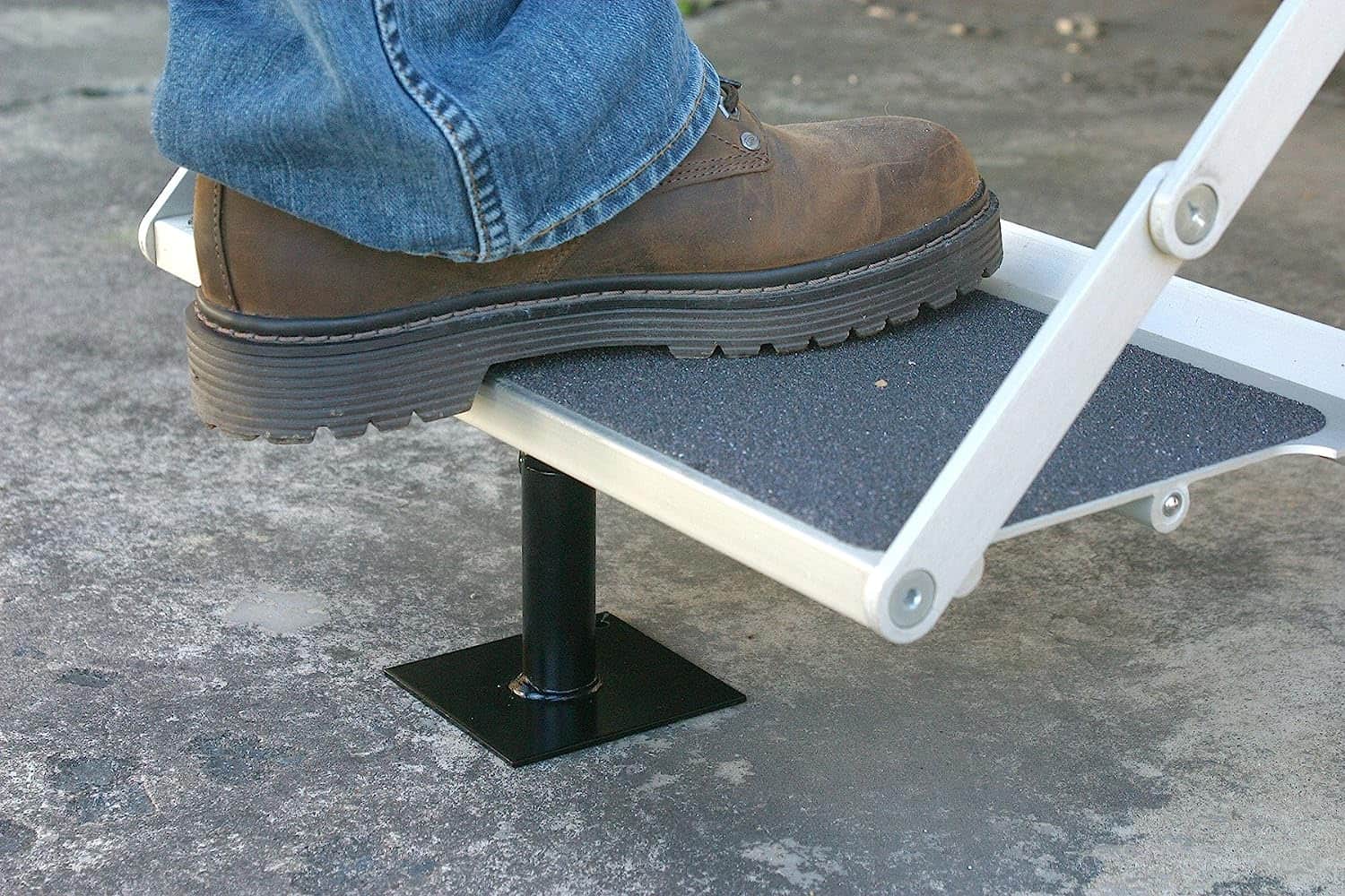 Save-A-Step stabilizes RV steps; no more bouncing!