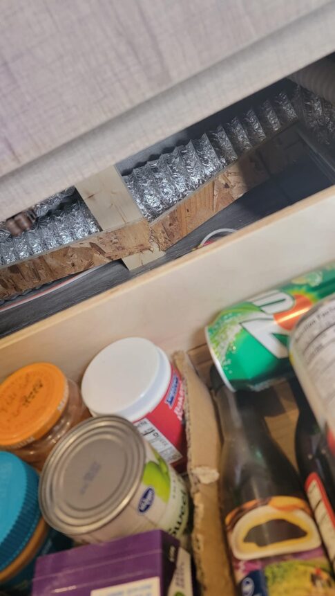 RV scrap wood drawer supports