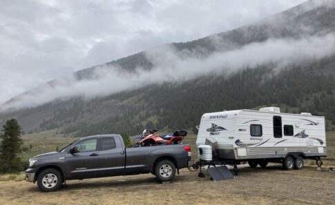 Travel Trailer in clouds 