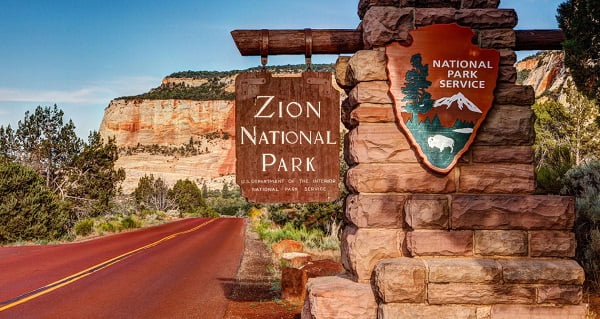 Zion National Park entry signon an article about Zion National Park Camping