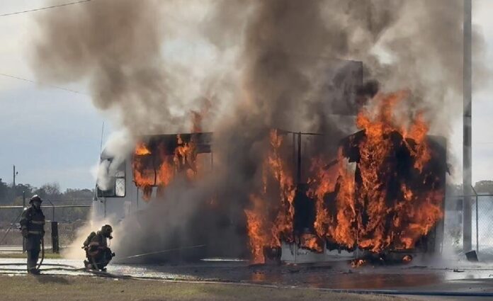 burning motorhome