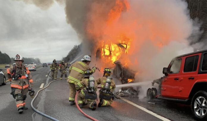 burning motorhome rescue