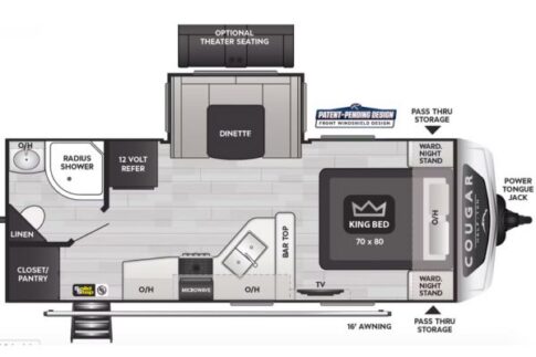 2024 Keystone Cougar 22 RBS travel trailer floor plan