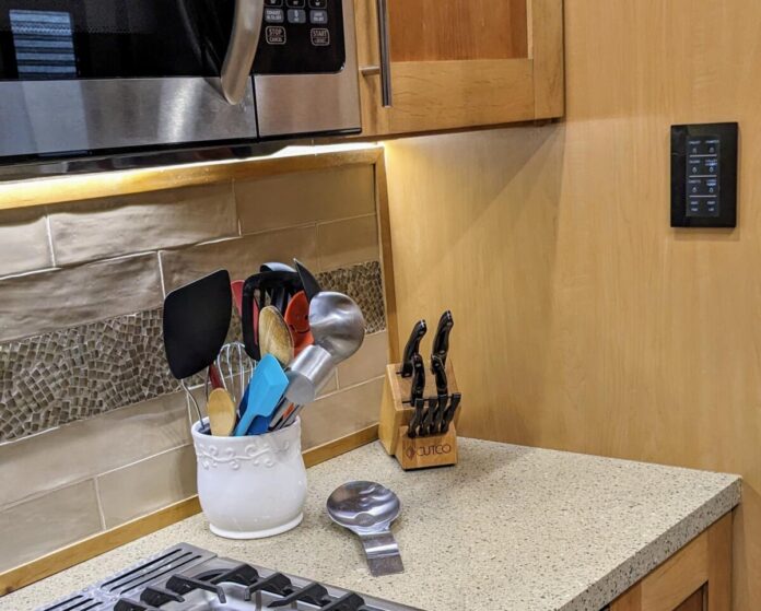 find extra storage on the end panel of cabinets