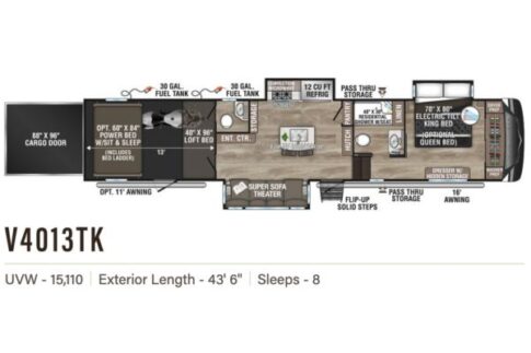 KZ Venom 44-foot luxury toy hauler fifth wheel floor plan