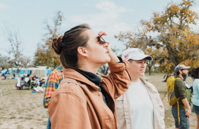 Eclipse watcher in Texas State park
