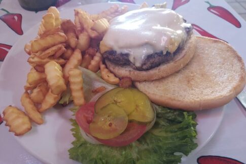Green chile cheeseburger from The Patio, Columbus, NM