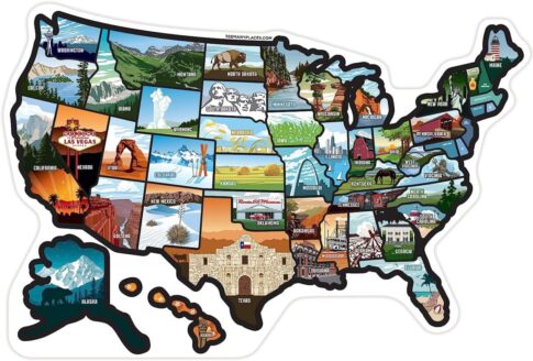 A state sticker map of the U.S.