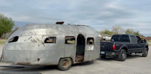 Airstream Clipper being towed