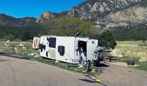  winds toppled five RVs