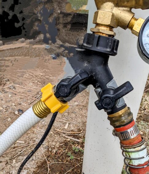 Water spigot y-connector photo by Gail Marsh