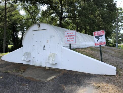 A storm shelter for an RV emergency