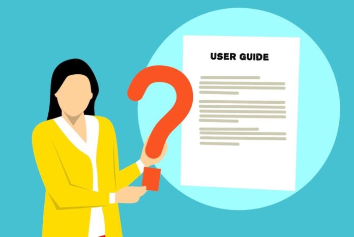 A cartoon person looks confused as they look at an RV tech guide