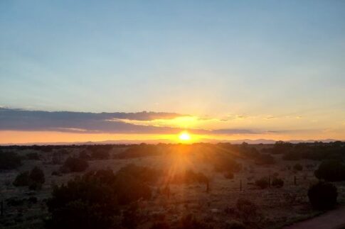 Sunset over Santa Fe as seen from the Sky Railroad's Sky Train