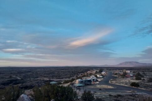 Sunset at the campground at Valley if Fires National Recreation Area