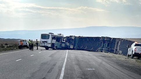 semi rolled over