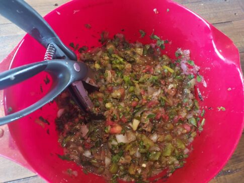 Grilled salsa after chopping