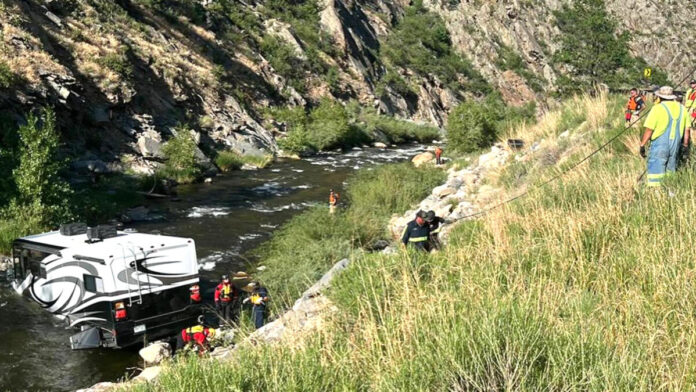 motorhome plunged into a river