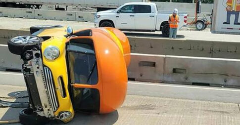 Wienermobile rolls over
