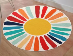 Colorful round floor rug