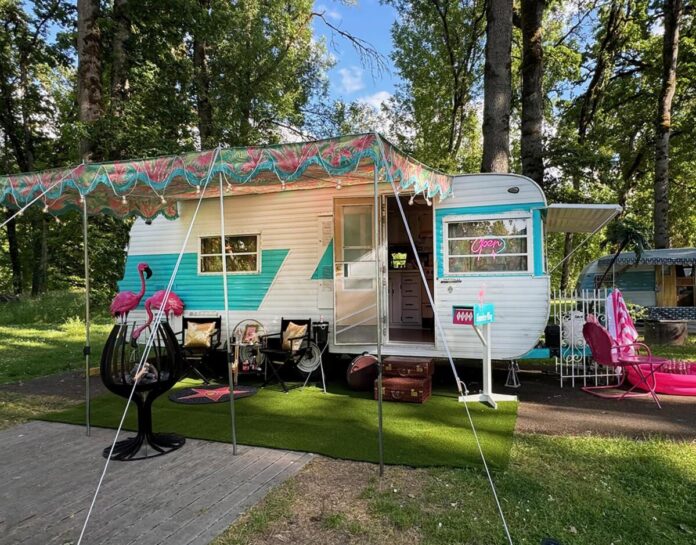 A vintage Hollywood vintage trailer