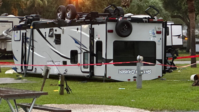 Hurricane Debbie tossed trailers