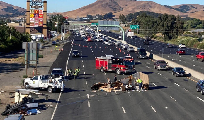 Travel trailer rolls over