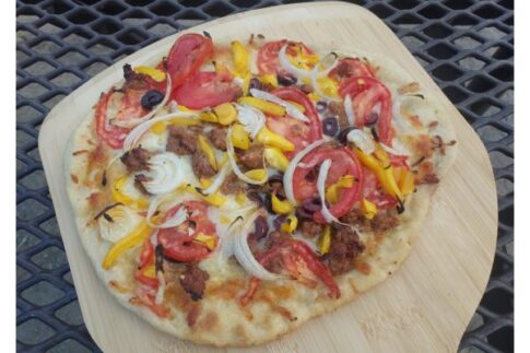 Wood fired pizza made with the Solo Stove Pi Fire pizza oven