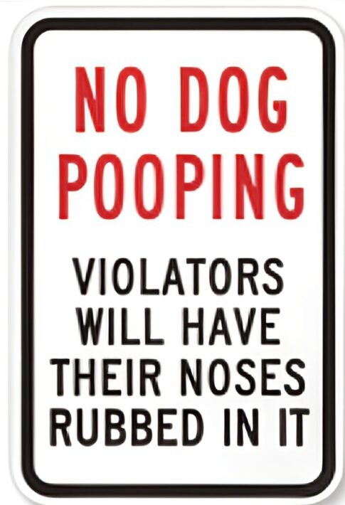 Sign for dog owners Gail Marsh photo taken in Colorado RV park