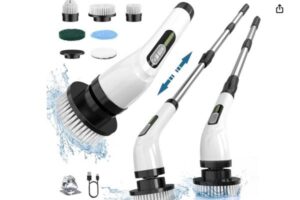 Spin scrubbing brush