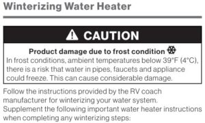 Winterizing Furrion water heater