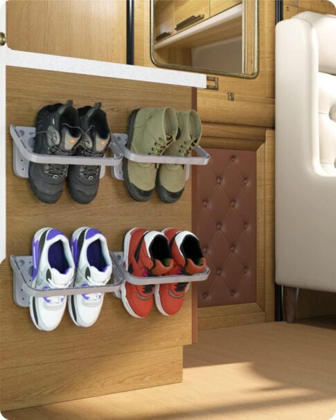 Fold-flat shoe storage wall rack Amazon image