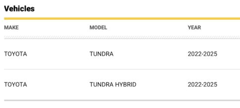 Toyota Tundra recalled truck models
