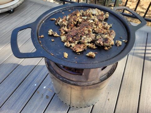 solo stove accessories - Hashbrowns on the Solo Stove Ranger cast iron griddle
