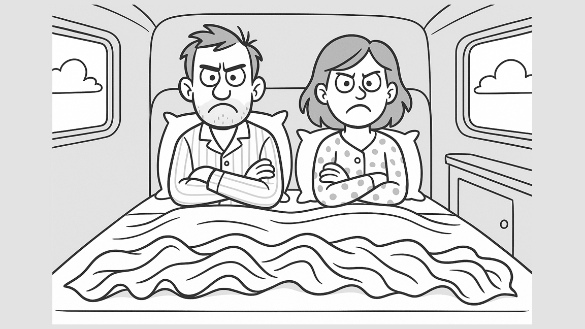 Keep covers from falling off the RV bed with this PVC footboard hack