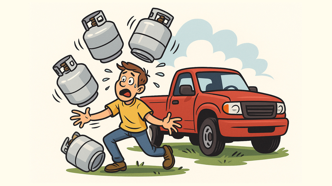 Simple strap hack makes propane cylinder transport easy