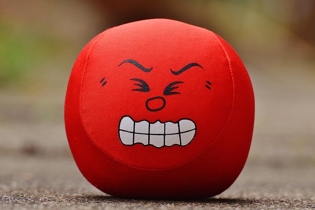 red stress ball with angry face Image by Pixabay