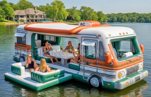 Inflatable RV on a lake