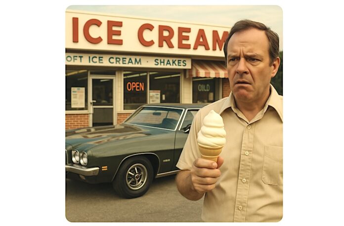 Man holding an ice cream cone