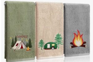 Camping themed hand towels