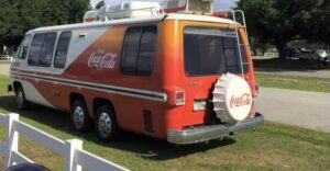 GMC motorhome has bottle cap tire cover